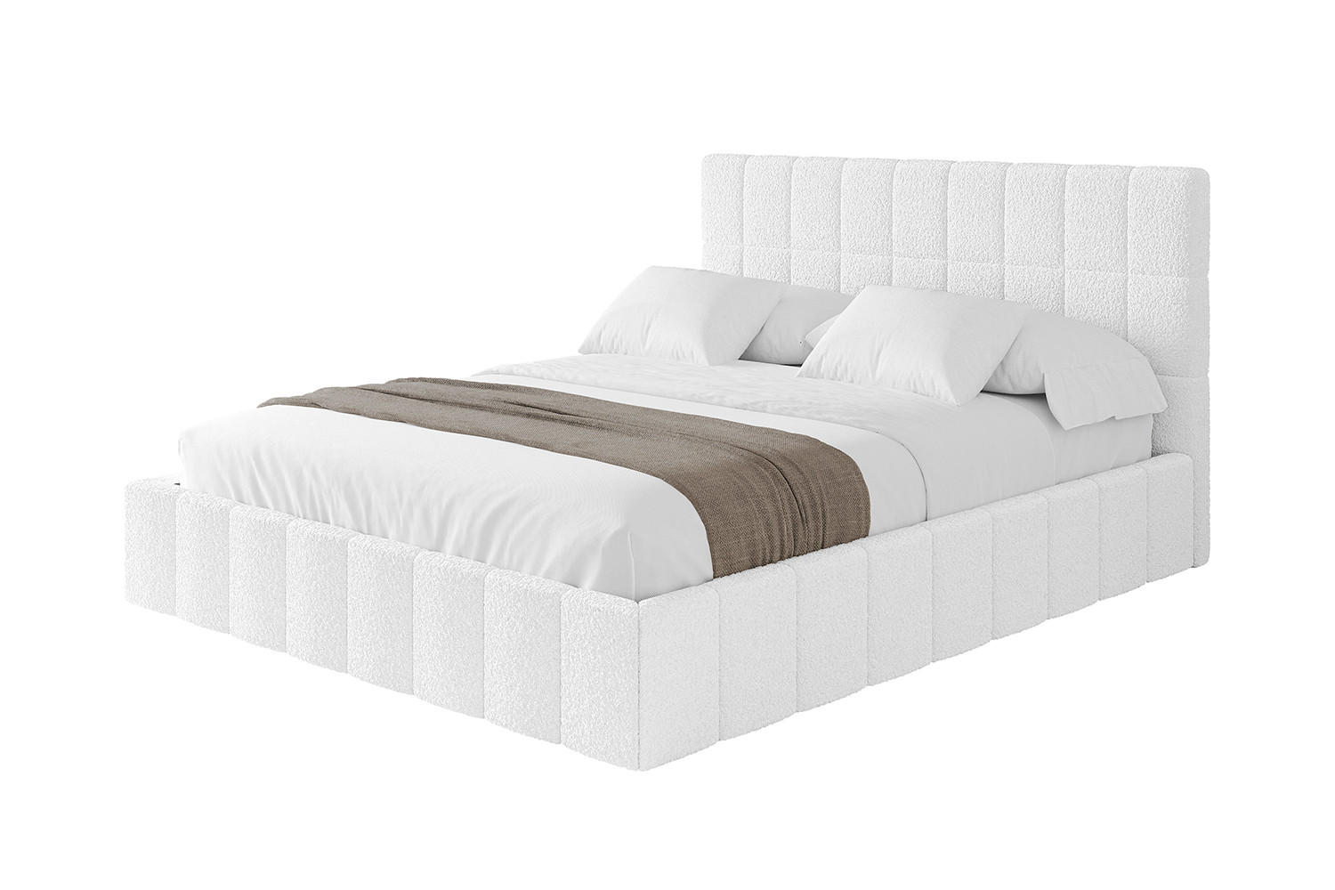 POLSTERBETT mit Bettkasten und Lattenrost, Boxbett ohne Matratze - AMEA 180x200 Weiß - Weiß, Holzwerkstoff/Textil (180/200cm) - ALTDECOR