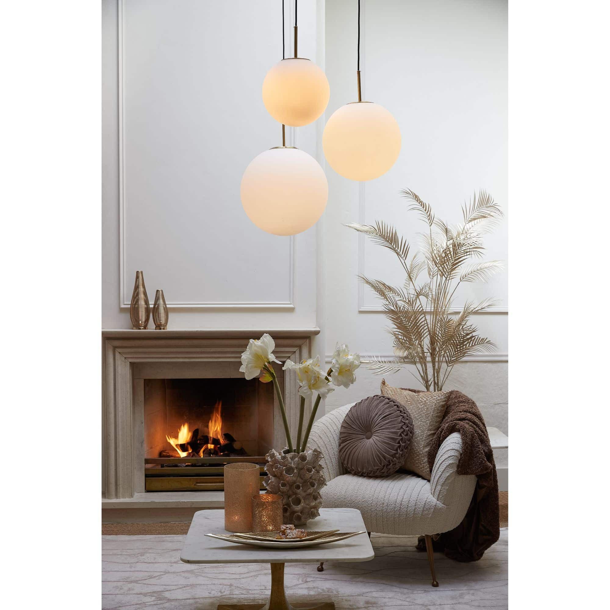 HÄNGELAMPE Medina Weiß Ø40/40 cm - Weiß, Glas (40/40/40cm) - Light & Living