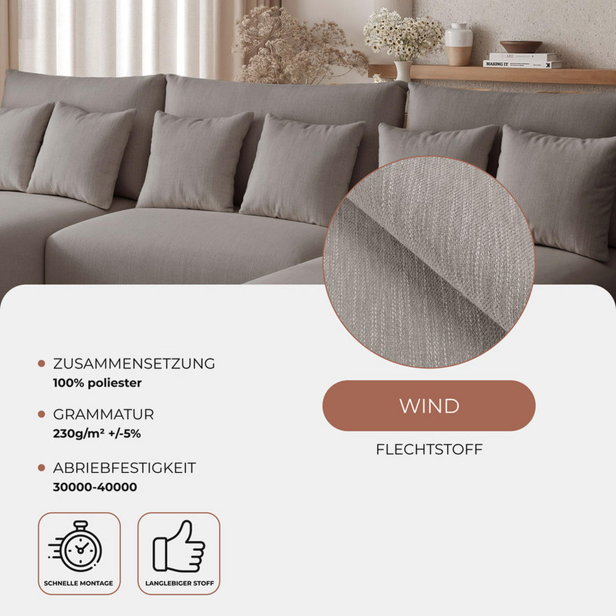 WOHNLANDSCHAFT ELVO mit Schlaffunktion und Bettkasten Grau - Grau, Holzwerkstoff/Kunststoff (300/91/190cm) - Idohome