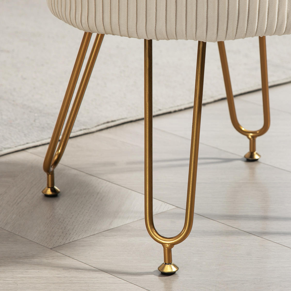 HOCKER Mit Stauraum DE-07130 2-in-1, umklappbarer Deckel, Metallbeine Cremeweiß - Creme, Textil/Metall (40/48/40cm) - ComfortXL