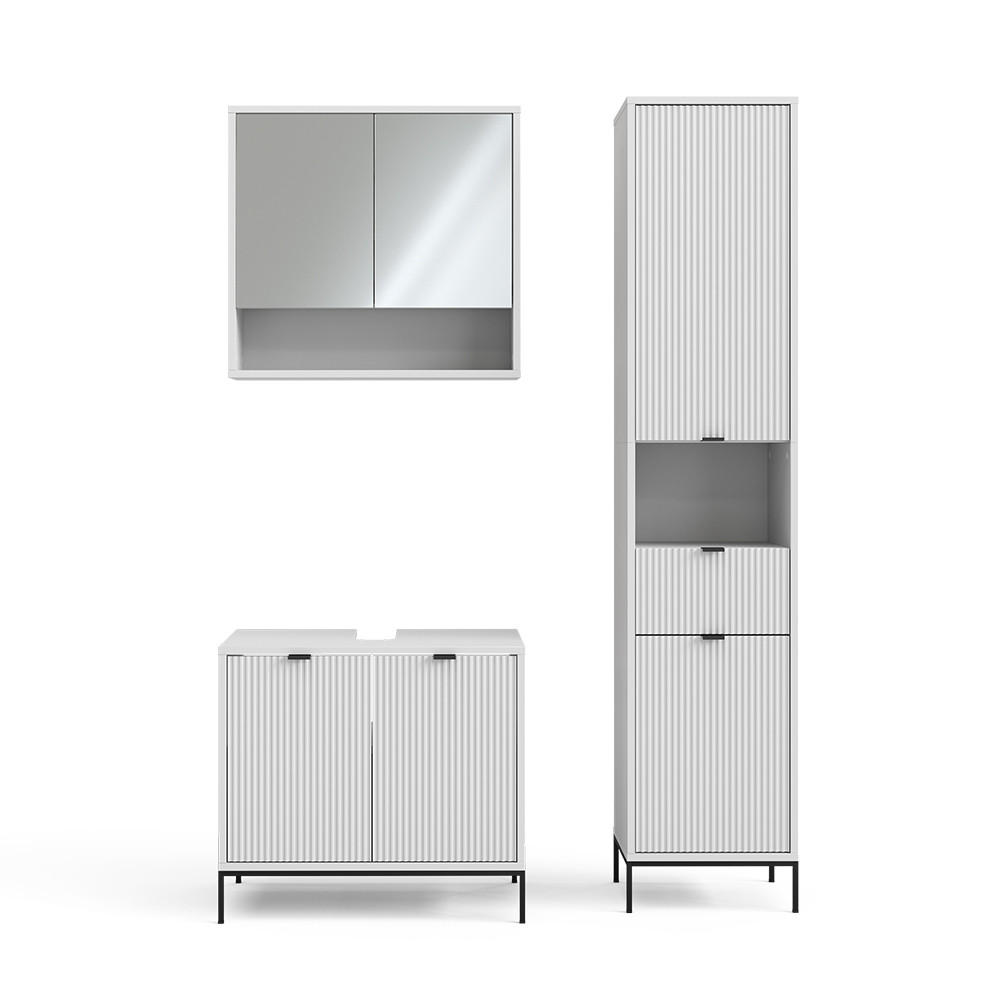 BADMÖBEL-SET Eliza Weiß 3 Teile, mit Hochschrank - Weiß, Holzwerkstoff (70/63/45cm) - Vicco