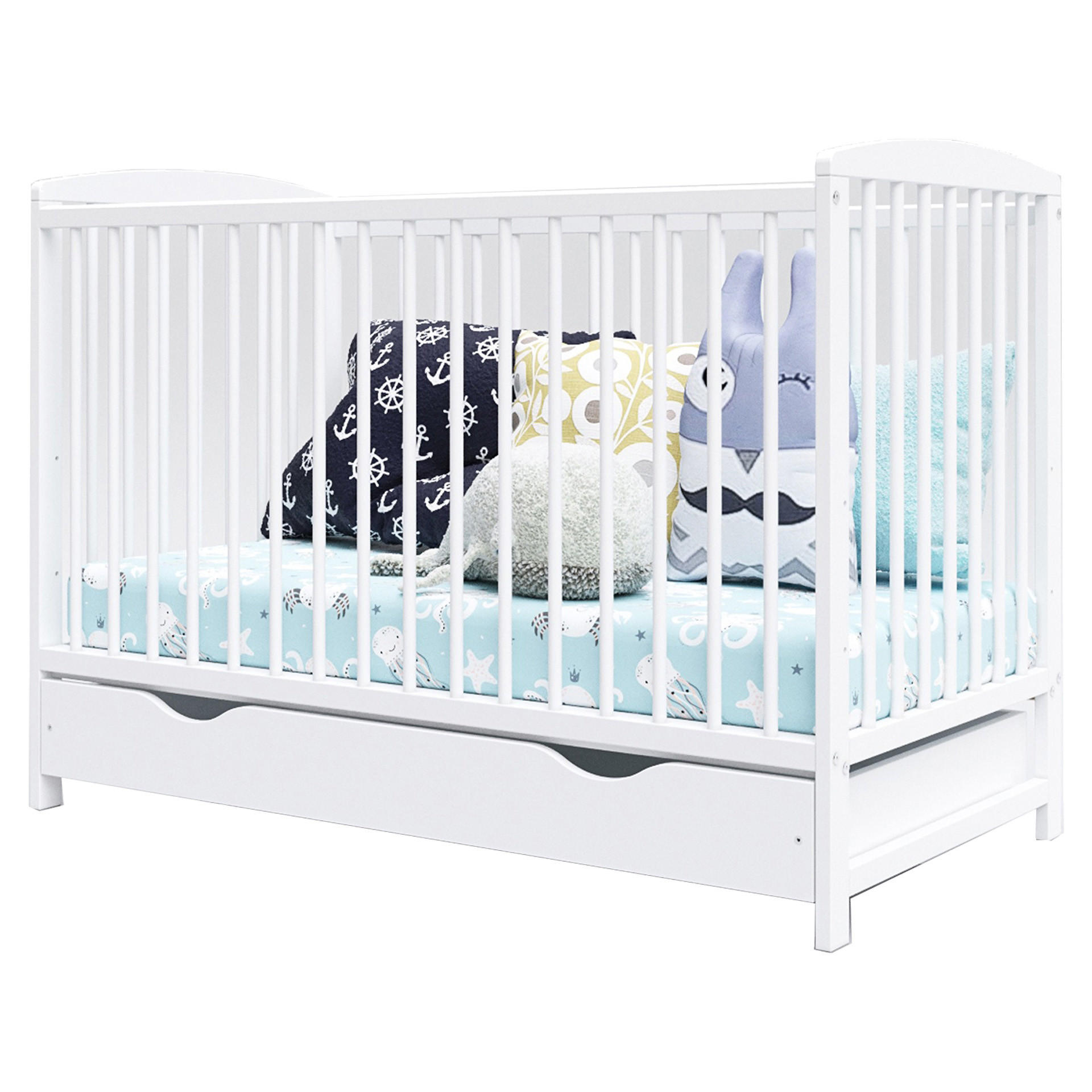 BABYBETT Nina, Mitwachsendes, mit Schublade Weiß - Weiß, Holz (60/120cm) - Premiers Moments