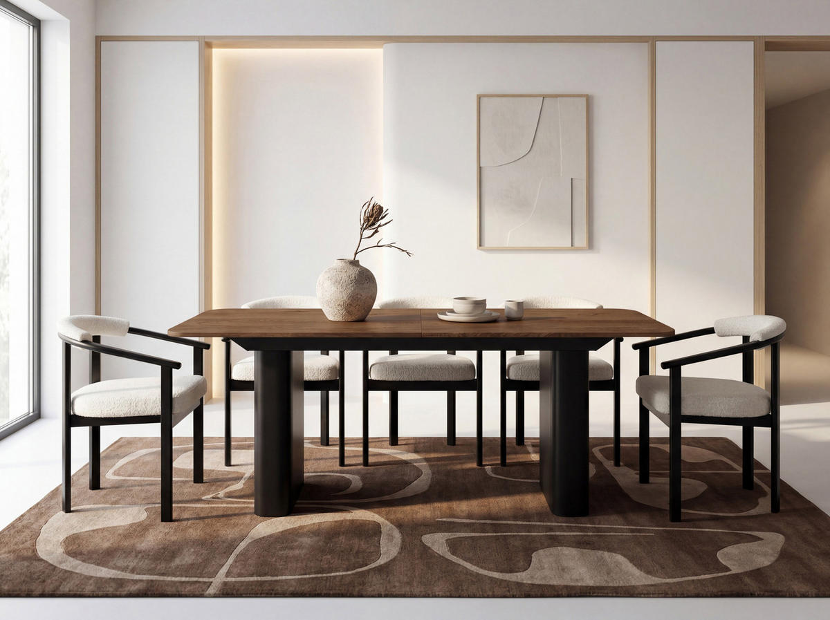 ESSTISCH Riven rechteckig ausziehbar verlängerbar mit Butterfly-Auszug, Eiche Braun Rustikal 200-296/90/76 cm - Alteiche/Schwarz, Holzwerkstoff/Metall (90/296/76cm) - WFL GROUP