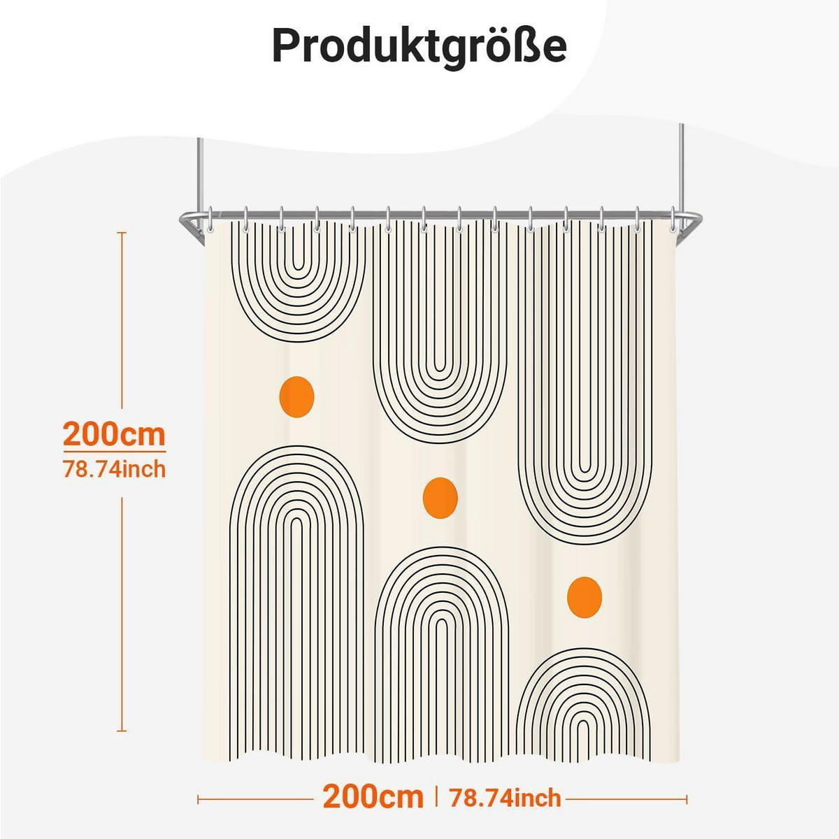 DUSCHVORHANG Geometrische Kurve 200 x 200 cm - Multicolor, Textil (200/200cm)