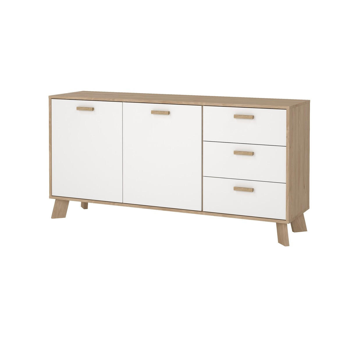 SIDEBOARD, Ikast, Eiche, Holzwerkstoff, 148 x 40 x 73 cm - Weiß, Holzwerkstoff (39.1/73/147.2cm) - Calicosy