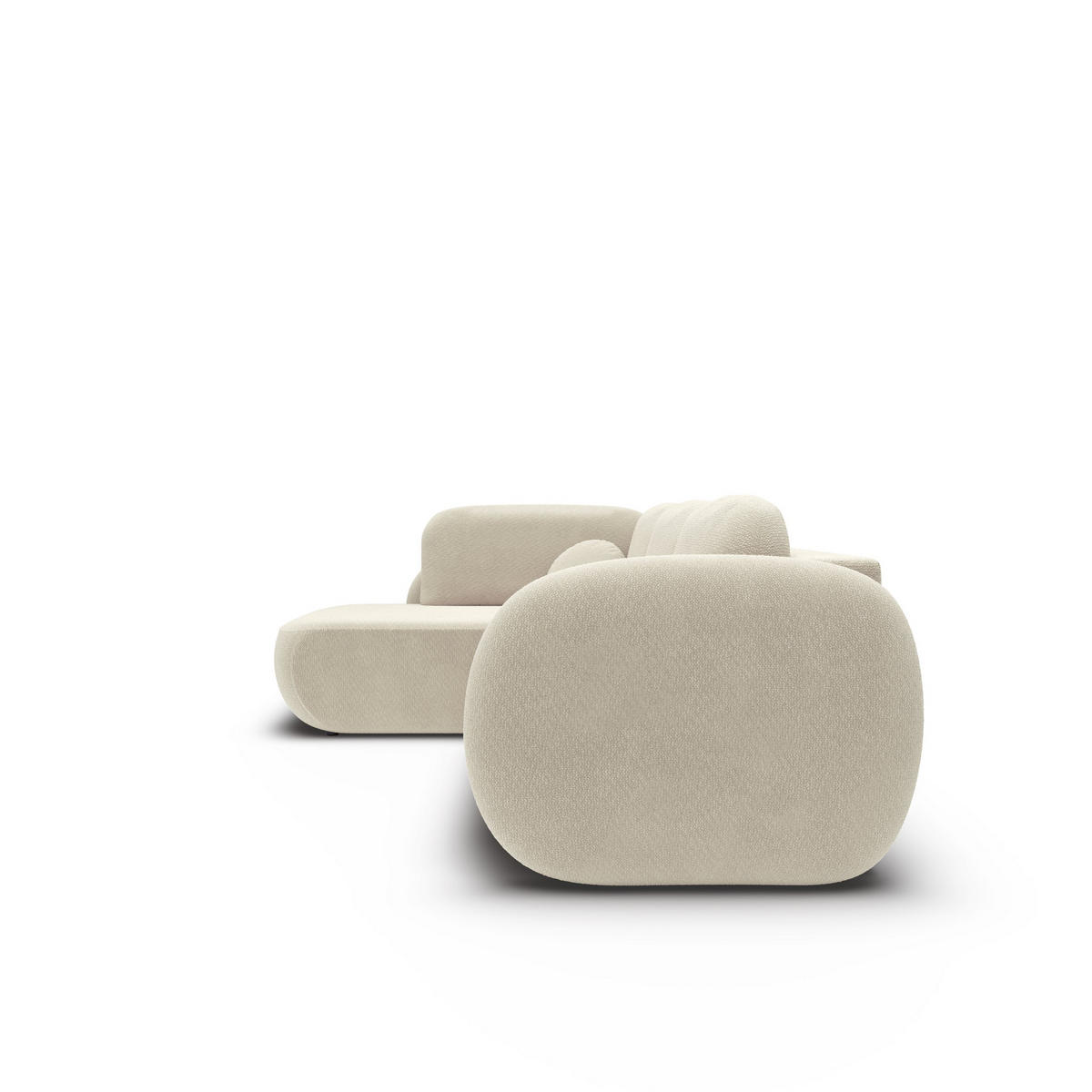 ECKSOFA AMICO II L-S Beige Geflochtener Stoff mit Schlaffunktion - Beige, Holz (289/190cm) - MASSENO