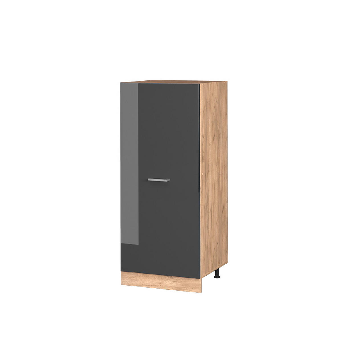 HOCHSCHRANK R-Line Anthrazit Hochglanz 60 cm - Honigeiche/Schwarz Hochglanz, Holzwerkstoff (60/143/57cm) - Vicco