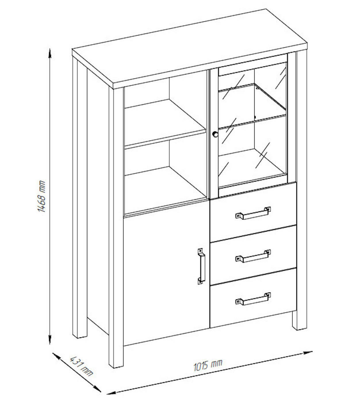 HIGHBOARD Derby Eiche Delano hell / schwarz 102 / 43 / 146 cm - Eichefarben/Braun, Holz/Holzwerkstoff (101.5/146/43cm) - Feldmann-Wohnen