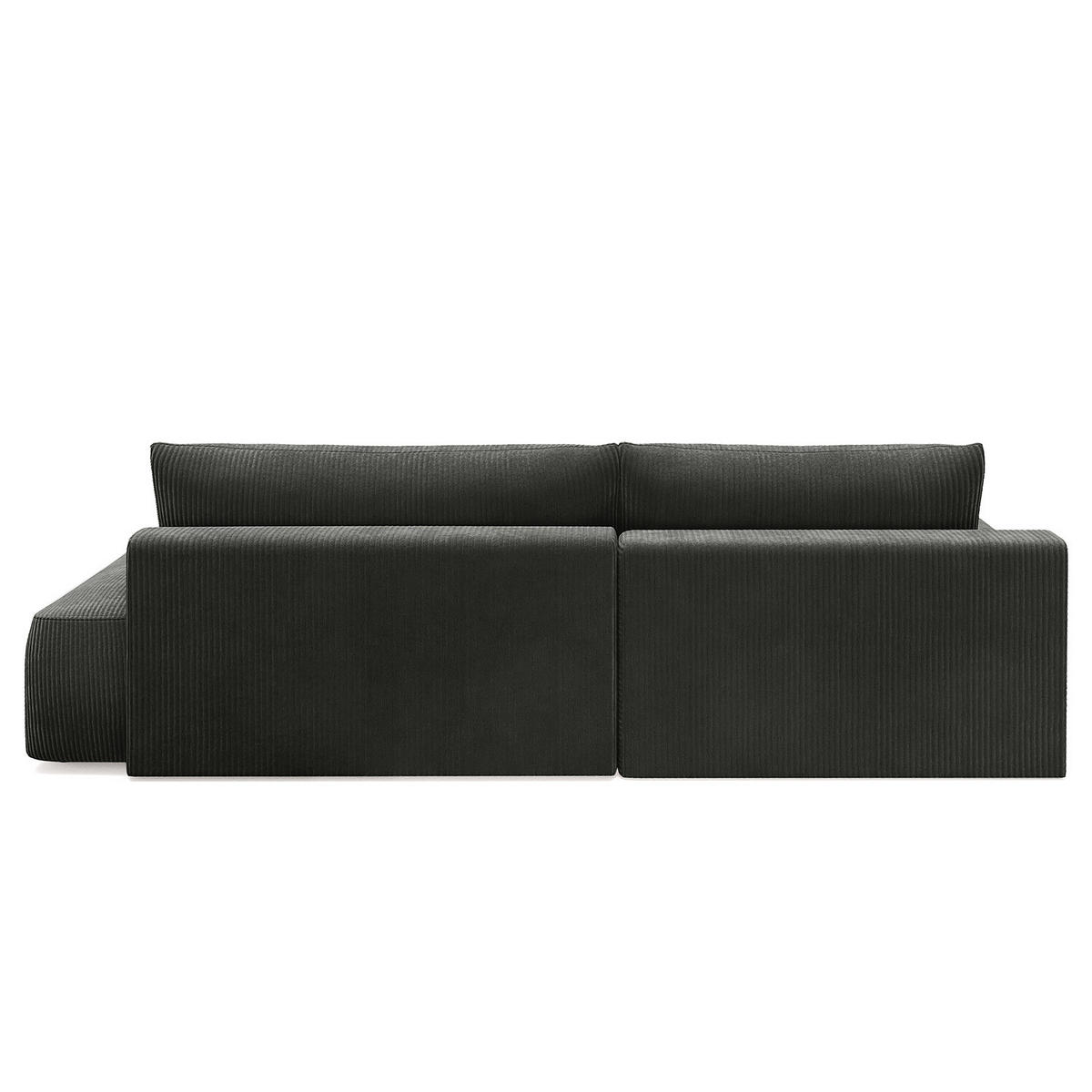 ECKSOFA mit Schlaffunktion - Longchair - Dunkelgrau/Schwarz, Kunststoff/Textil (253/167cm) - home24