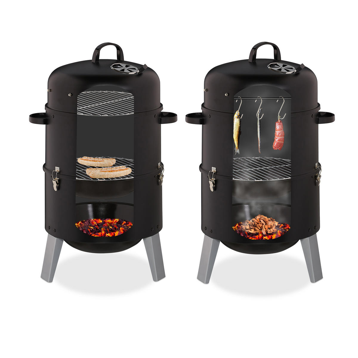 SMOKER - Schwarz, Metall (52/80/40cm) - Relaxdays
