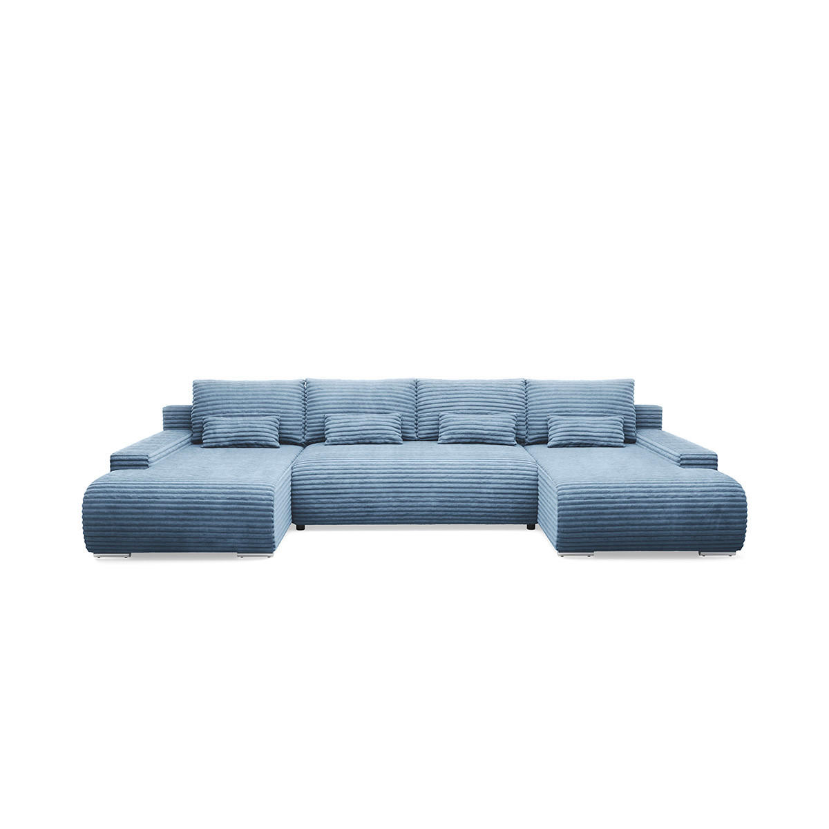 PANORAMASOFA Ivana 4 Sitzplätze Hellblau - Blau, Holz (350/85/172cm) - Petits-meubles