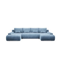 PANORAMASOFA Ivana 4 Sitzplätze Hellblau - Blau, Holz (350/85/172cm) - Petits-meubles
