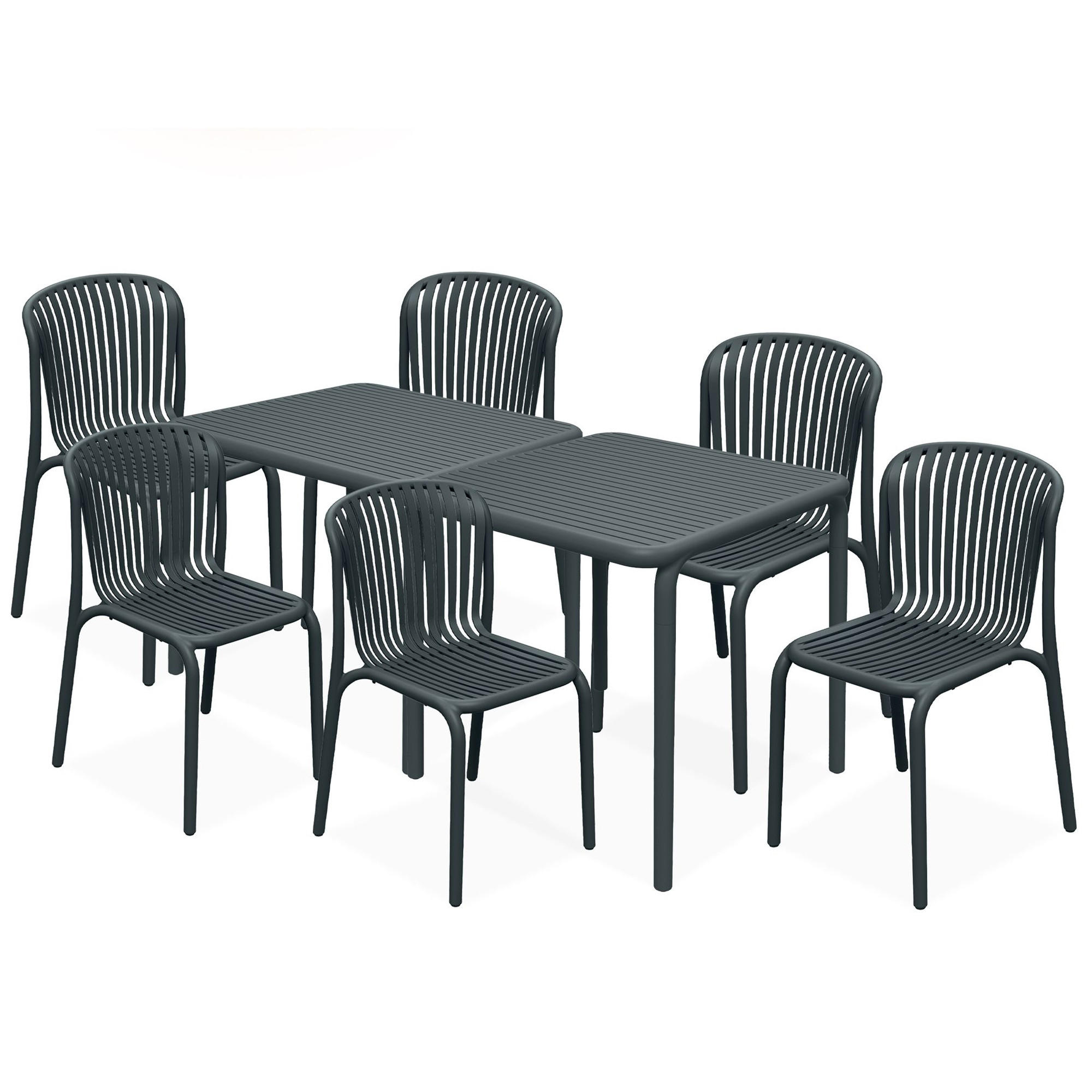 GARTEN ESSGRUPPE FICCARI, Gartenmöbel-Set 8-tlg, Anthrazit - Anthrazit, Kunststoff - KONSIMO®
