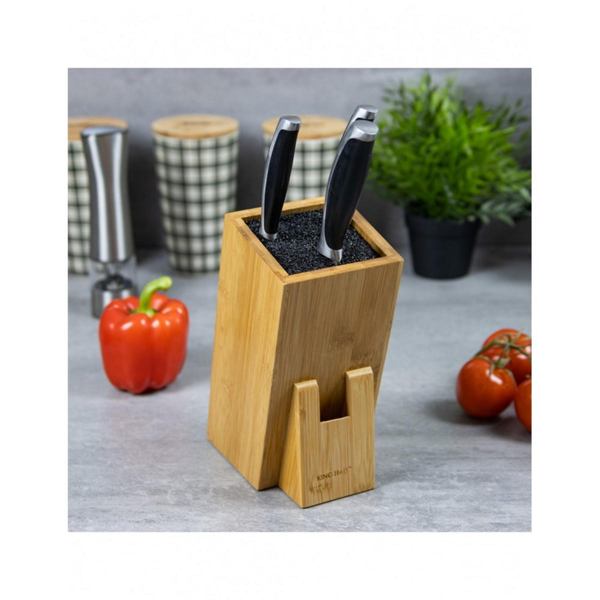 MESSERBLOCK Braun 10.5/10.5/10.5 cm KH1558 - Braun, Naturmaterialien (10.5/10.5/10.5cm) - Kinghoff 