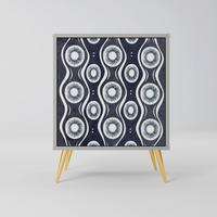 SIDEBOARD GRAPHITE EYES, Grau, 57,5x42x75,5 cm, Goldfarbene Metallfüße - Goldfarben/Multicolor, Holzwerkstoff/Metall (57.5/75.5/42cm) - SpaceRebels