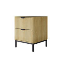 NACHTTISCH Lennox Eiche 40 x 52 cm mit 2 Schubladen - Eichefarben/Schwarz, Holzwerkstoff (40/52/40cm) - Vicco