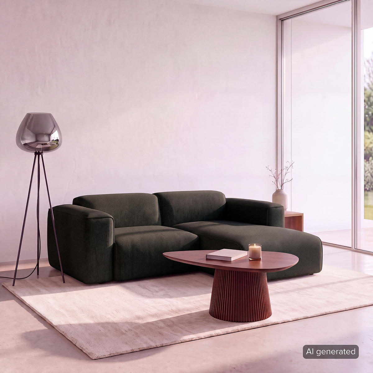 1,5-SITZER ECKSOFA mit Longchair - Schwarz/Grau, Kunststoff/Textil (260/173cm) - home24