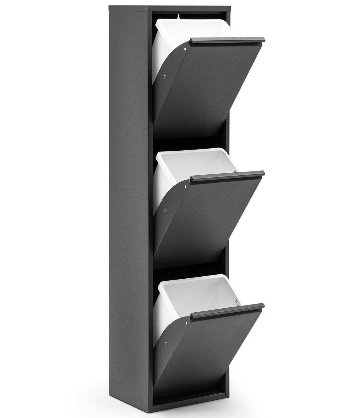 MÜLLEIMER 3 Fach Anthrazit Mülltrennsystem aus Metall - Anthrazit, Metall (33/136/25cm) - Gowoll