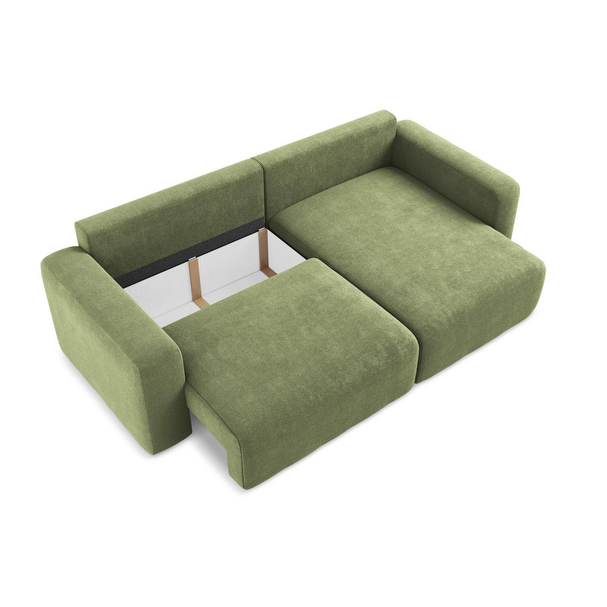 ECKSOFA mit Schlaffunktion rechts Chenille Stoff Grün - Schwarz/Grau, Kunststoff/Textil (244/149cm) - LaMiaSofa