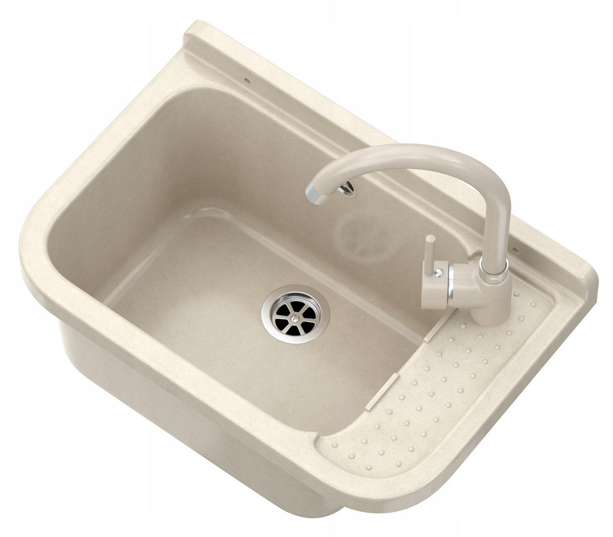 SPÜLBECKEN Poli mit Batterie - Beige, Kunststoff (50/34/21cm) - Granitan