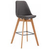 BARHOCKER Stoff dunkelgrau - Eukalyptusholzfarben/Dunkelgrau, Holz/Textil (48/112/56cm) - CLP