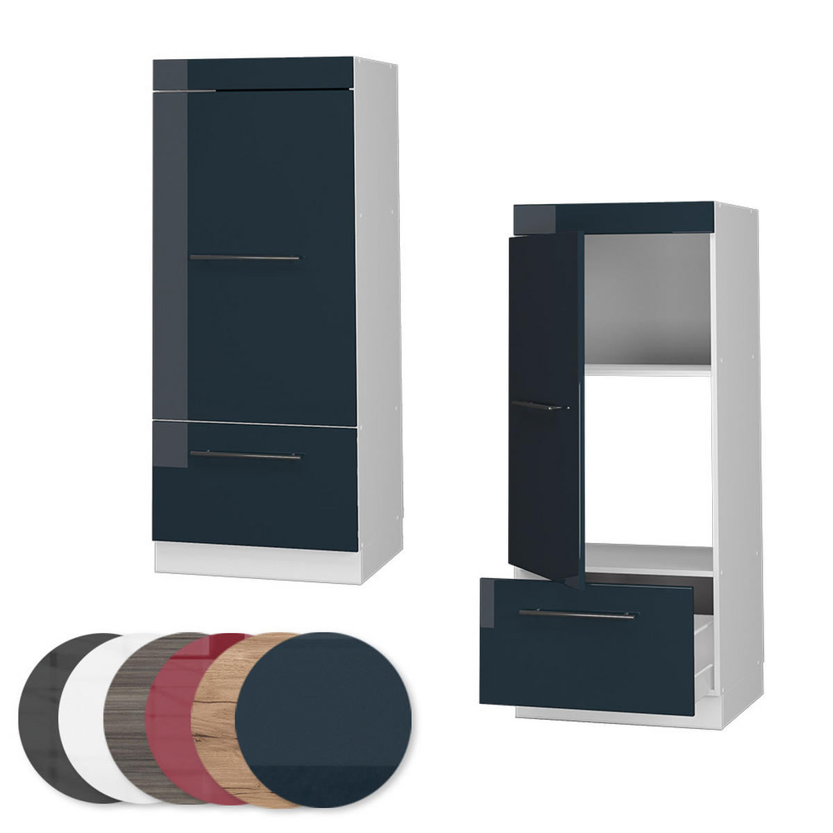 MIKROWELLENSCHRANK Fame-Line Dunkelblau Hochglanz 60 cm - Weiß/Dunkelblau, Holzwerkstoff (60/153.6/58.1cm) - Vicco