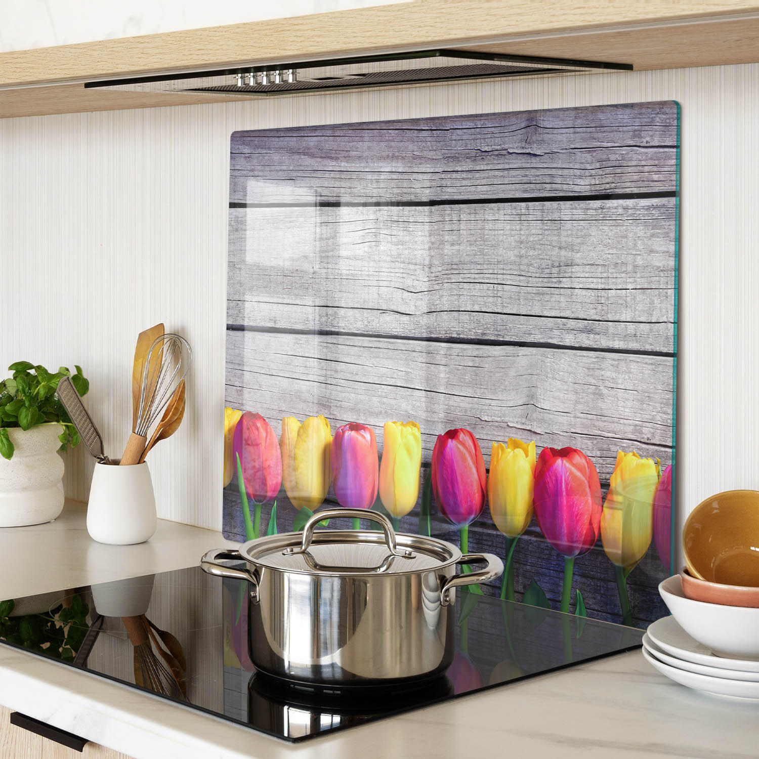 GLASPLATTE 60x52 cm Tulpenholz - Multicolor, Glas (60/0.4/52cm) - TULUP