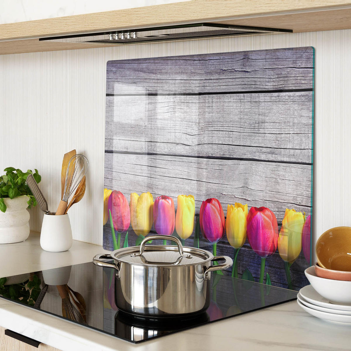 GLASPLATTE 60x52 cm Tulpenholz - Multicolor, Glas (60/0.4/52cm) - TULUP