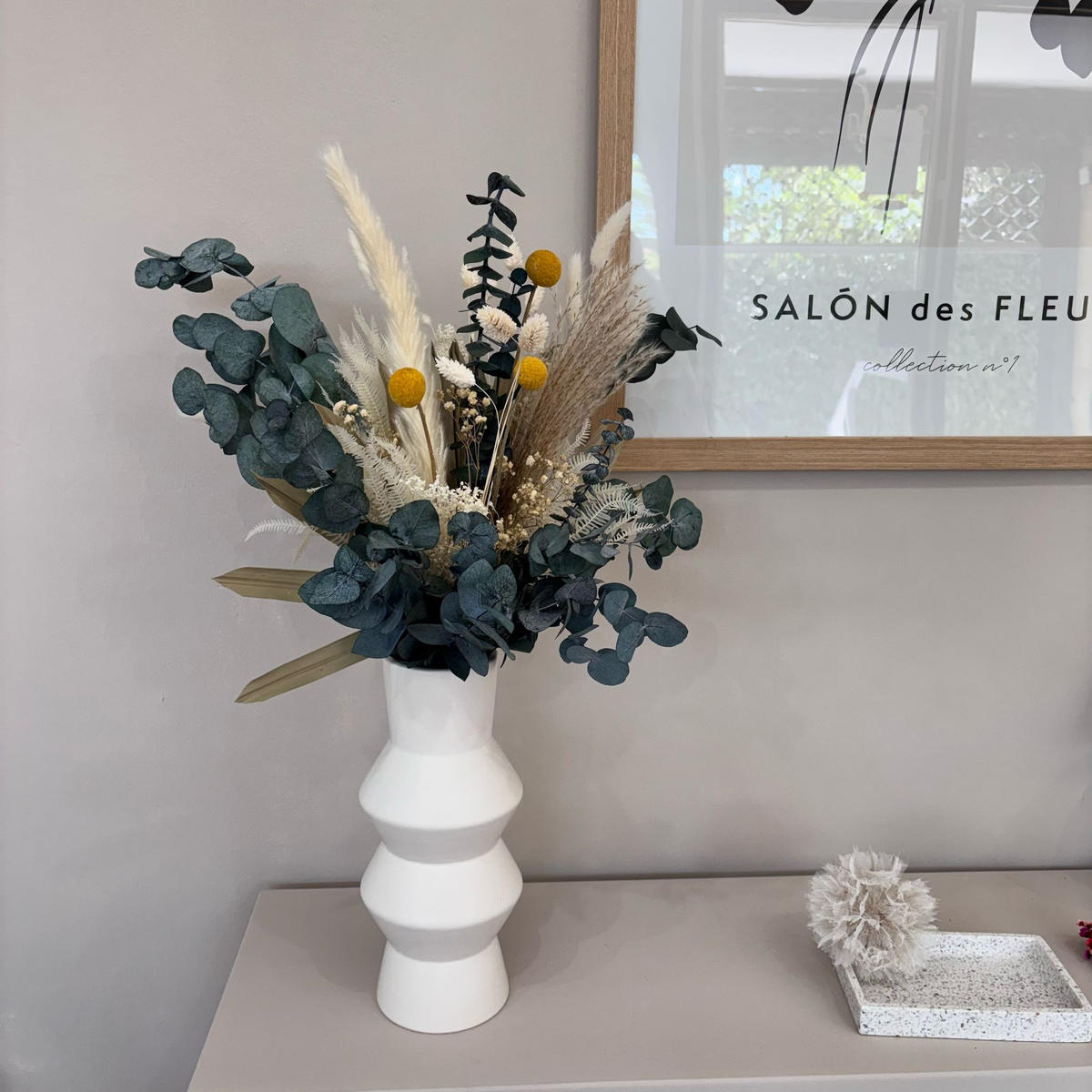 NATURE - Trockenblumenstrauß in Harmonie I grün-weiß - beige / 60 cm - Beige, Naturmaterialien (60cm) - Lykke & You