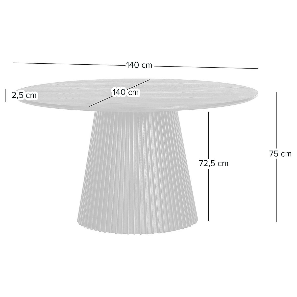 ESSTISCH rund - Esche teilmassiv - Eschefarben, Holzwerkstoff (140/140/75cm) - home24