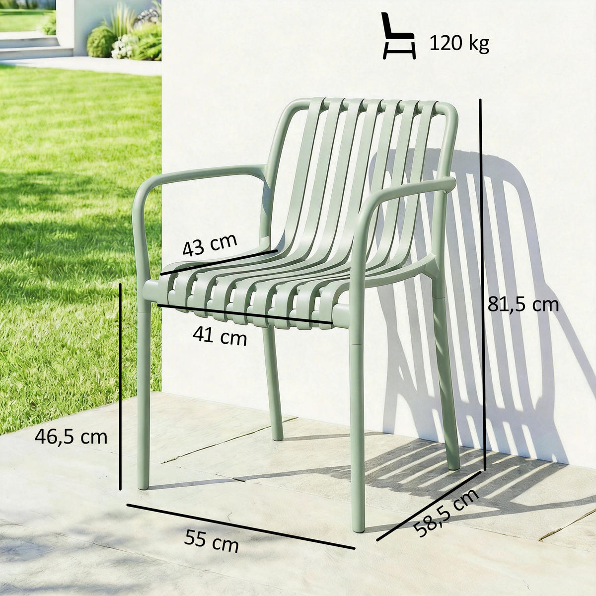 GARTENSTUHL Grun 4 Stück - Grün, Kunststoff (55/81.5/58.5cm) - GiPP
