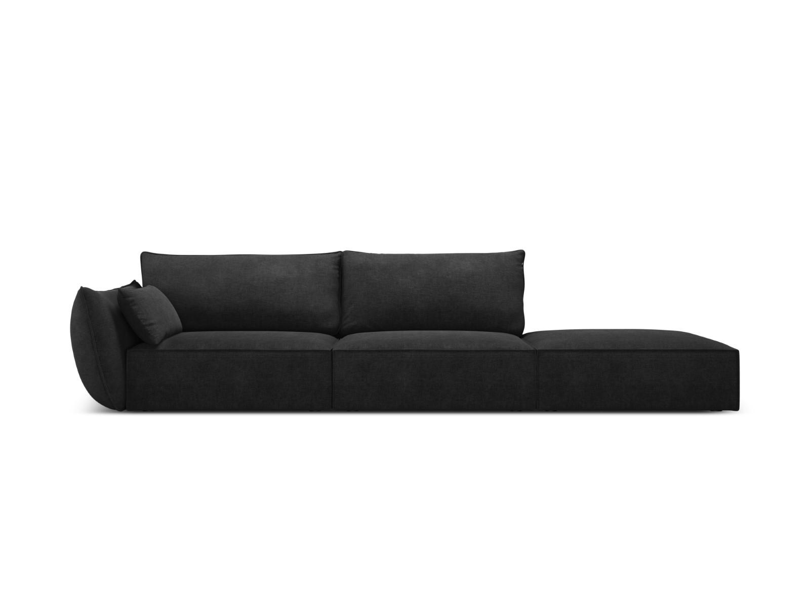 RECHTES-SOFA Kaelle aus Chenille-Stoff schwarz 4 Sitzplätze - Schwarz, Textil (110/85/264cm) - Micadoni