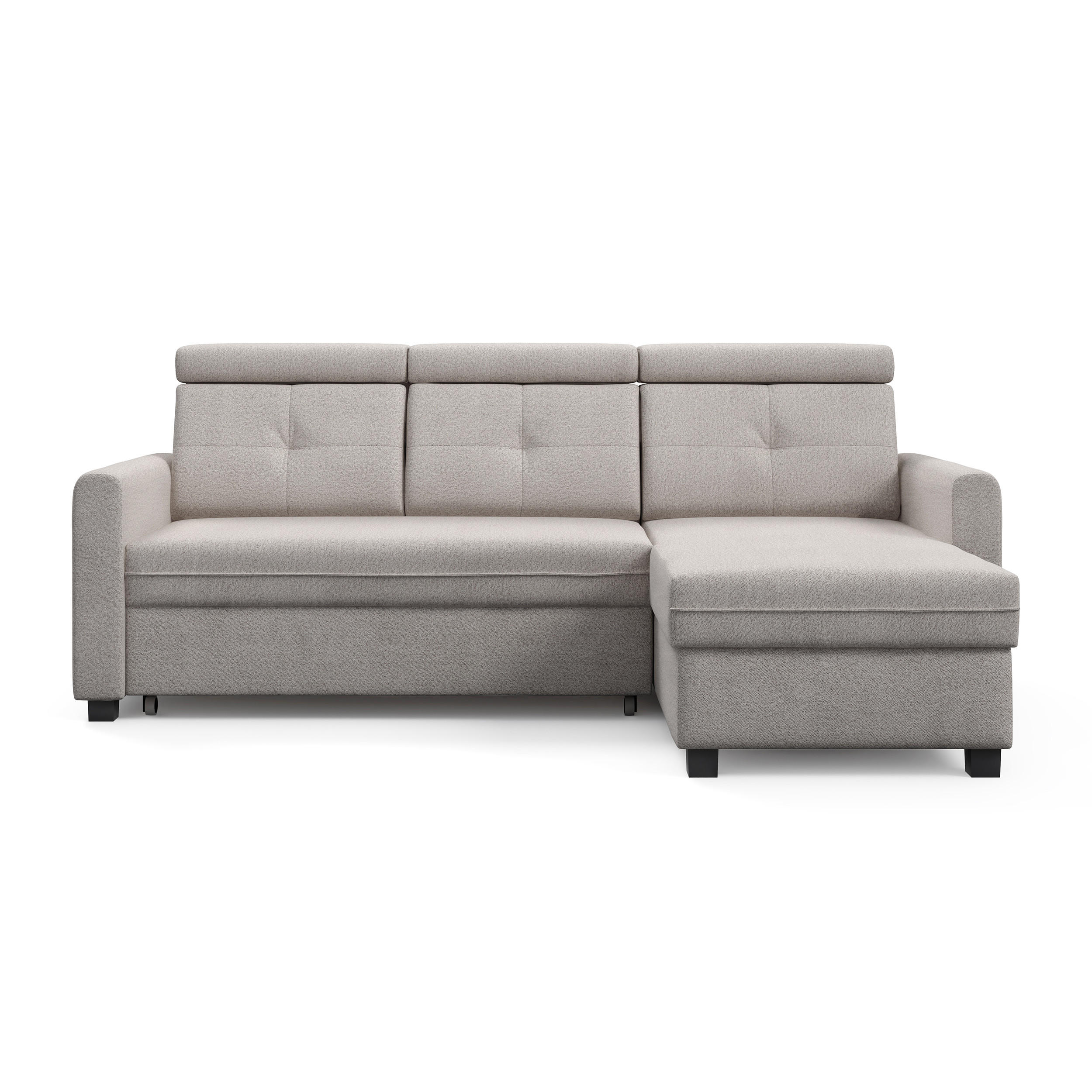 ECKSCHLAFSOFA Milano, Beige, rechts - Beige/Schwarz, Textil (217/166cm) - Beautysofa