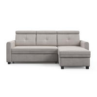 ECKSCHLAFSOFA Milano, Beige, rechts - Beige/Schwarz, Textil (217/166cm) - Beautysofa