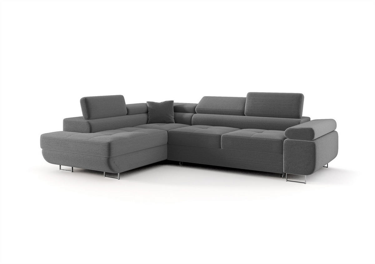 ECKSOFA Monaro Mit Schlaffunktion - Grau, Holzwerkstoff/Textil (275/202cm) - Fun Möbel