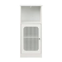 BADEZIMMERSCHRANK Weiß Freistehend mit Lamellentür & Verstellbaren Einlegeböden - Weiß, Holzwerkstoff (36/86/30cm) - Urban Meuble