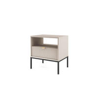 NACHTTISCH AVON Beige, Schwarz 54x39x56 cm - Beige/Schwarz, Holzwerkstoff (54/56/39cm) - FURNLUX