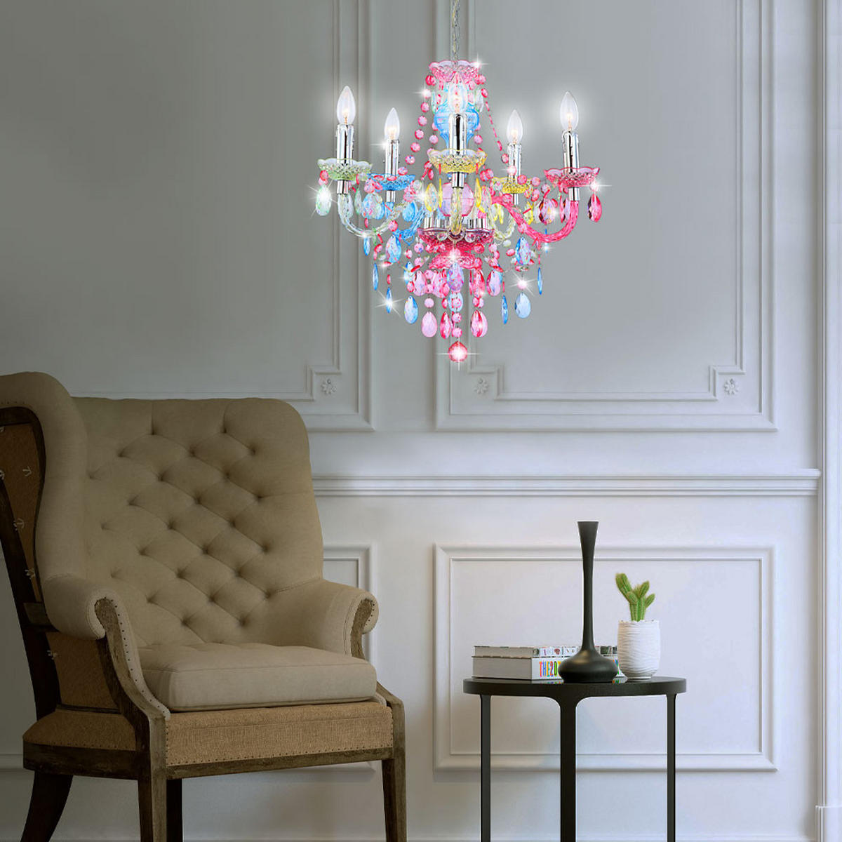 KRONLEUCHTER Metall Acryl Bunt - Multicolor, Metall (51/51/149cm) - Globo Lighting