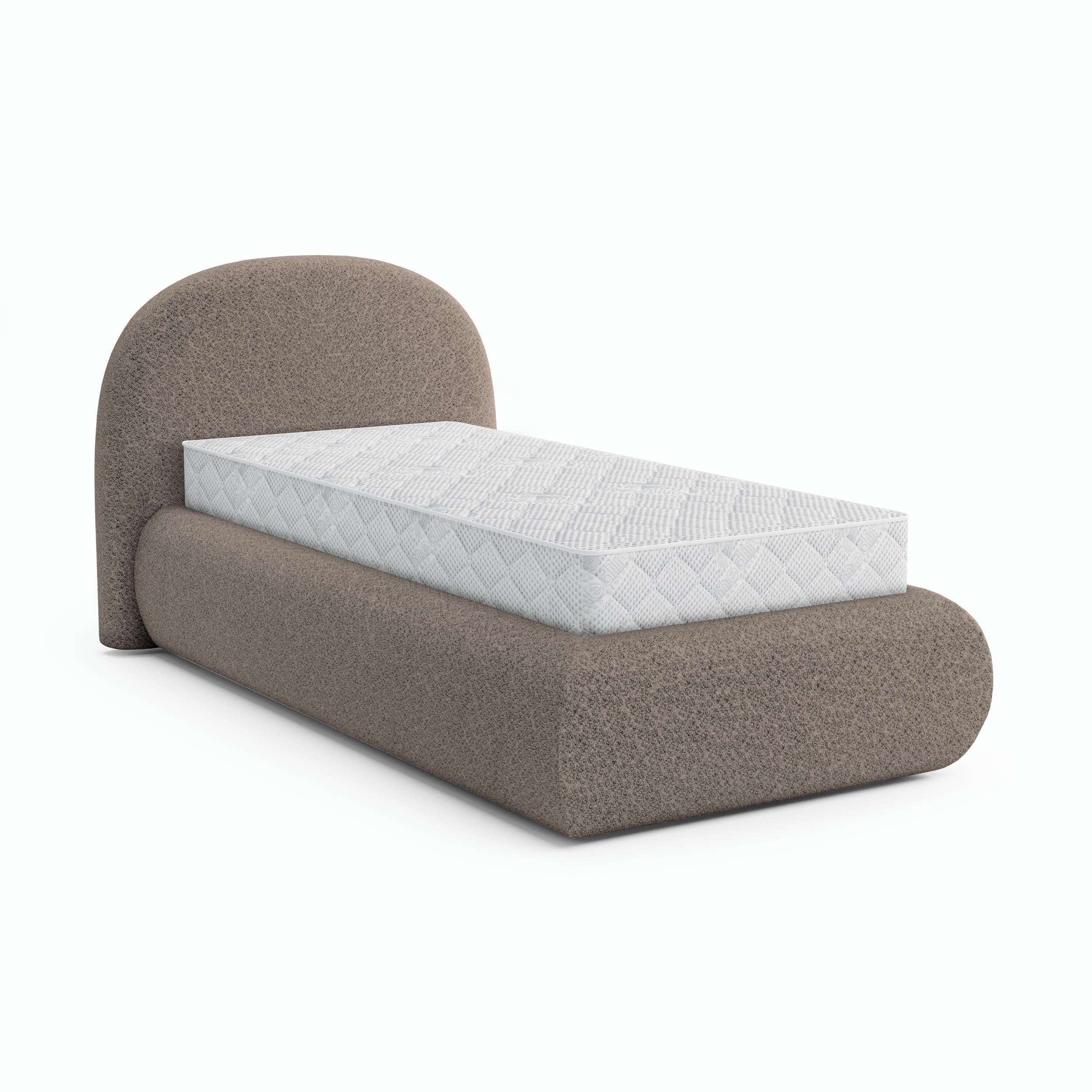 Beautysofa ČALOUNĚNÁ POSTEL Motti 90×200, jednolůžko s úložným prostorem a taštičkovou matrací 20 cm, cappuccino
