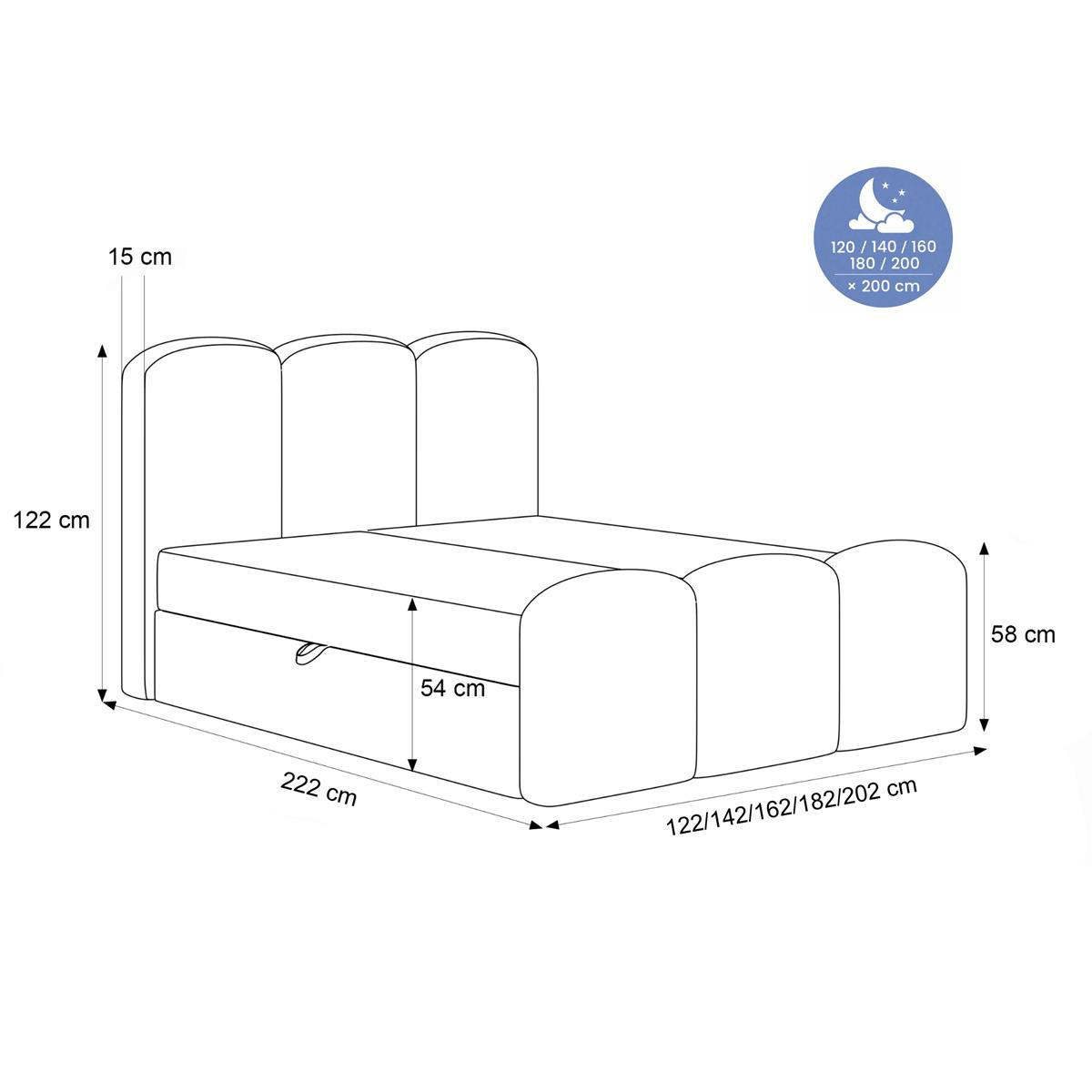 BOXBETT 140x200 VELIA Graphit - Graphitfarben, Holzwerkstoff/Textil (140/200cm) - Compleo24