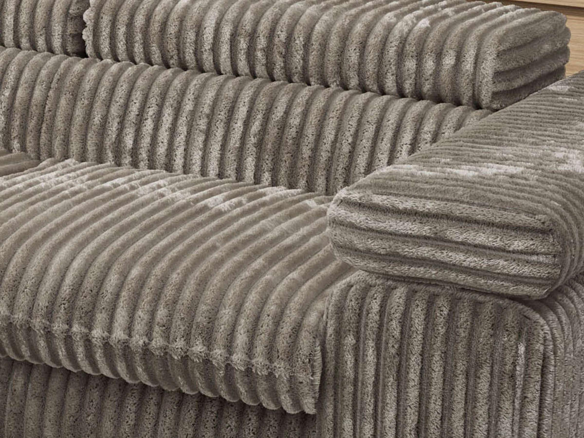 ECKSOFA PABLO L Grau Cord - Links Seite - Schwarz/Grau, Textil/Metall (208/273cm) - MKS