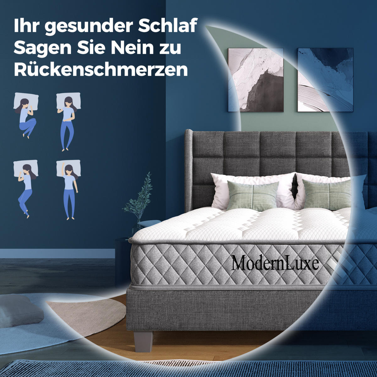 POLSTERBETT 90/200 cm Grau aus Leinen mit Matratze und Lattenrost - Dunkelgrau, Textil (90/200cm) - Flora Grace