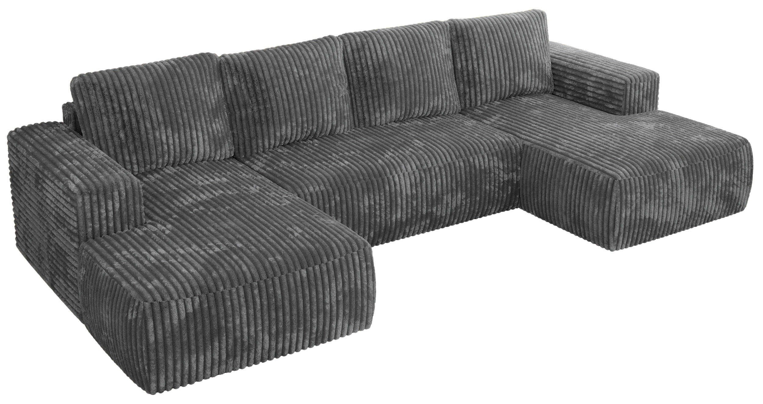 WOHNLANDSCHAFT TRENTINO U Dunkelgrau Cord - Dunkelgrau, Textil (334/91/163cm) - MKS