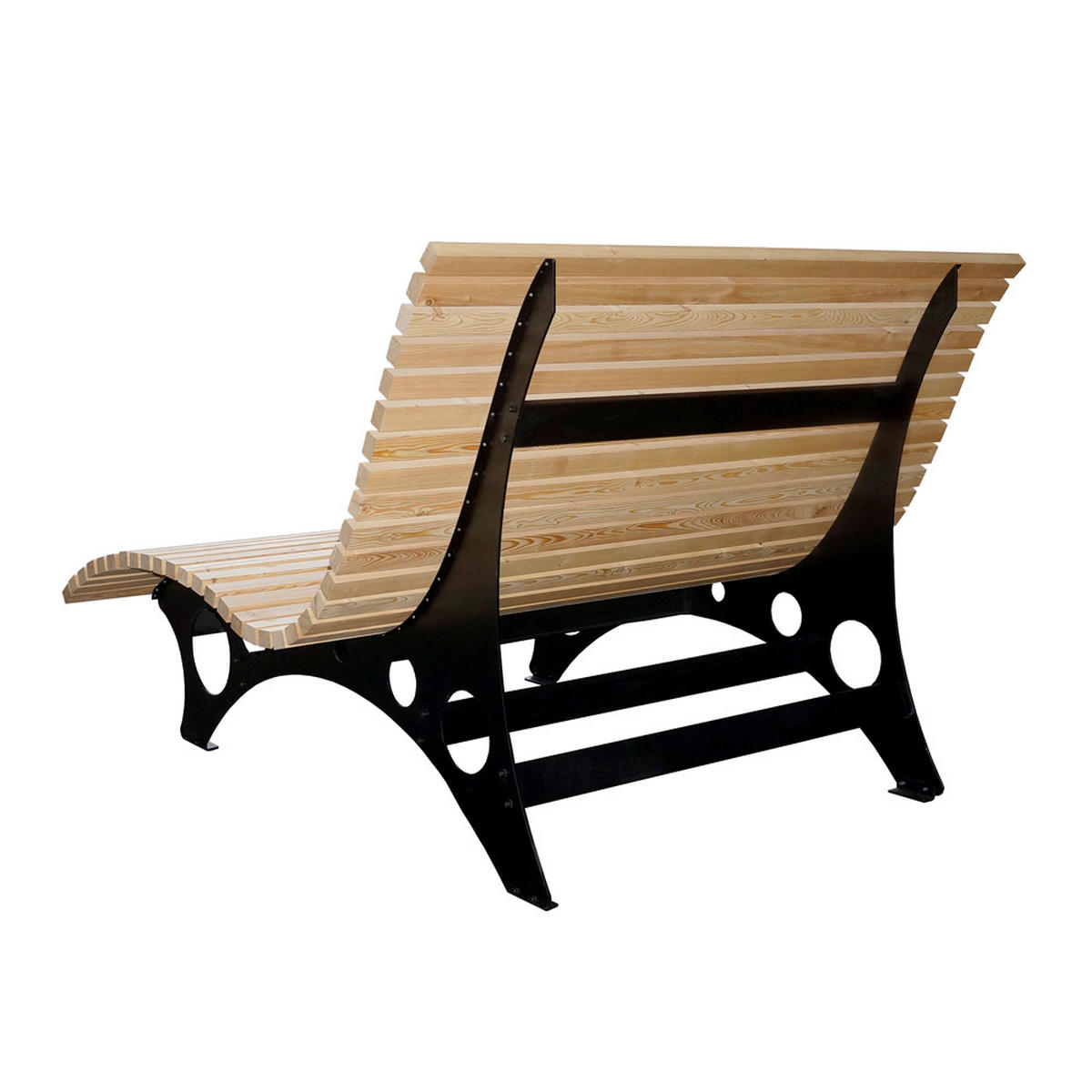 WELLENHOLZLIEGE TAIGA - Breite: 150 cm - Naturfarben, Holz (150/157/114cm) - Home Deluxe