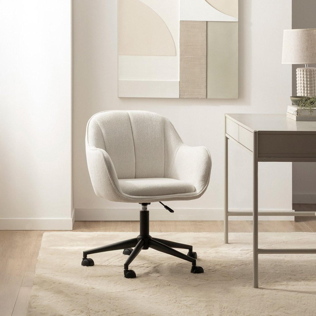 SCHREIBTISCHSTUHL Tess Beige 62 cm x 80-88 cm - Beige, Metall (62/80/60cm)