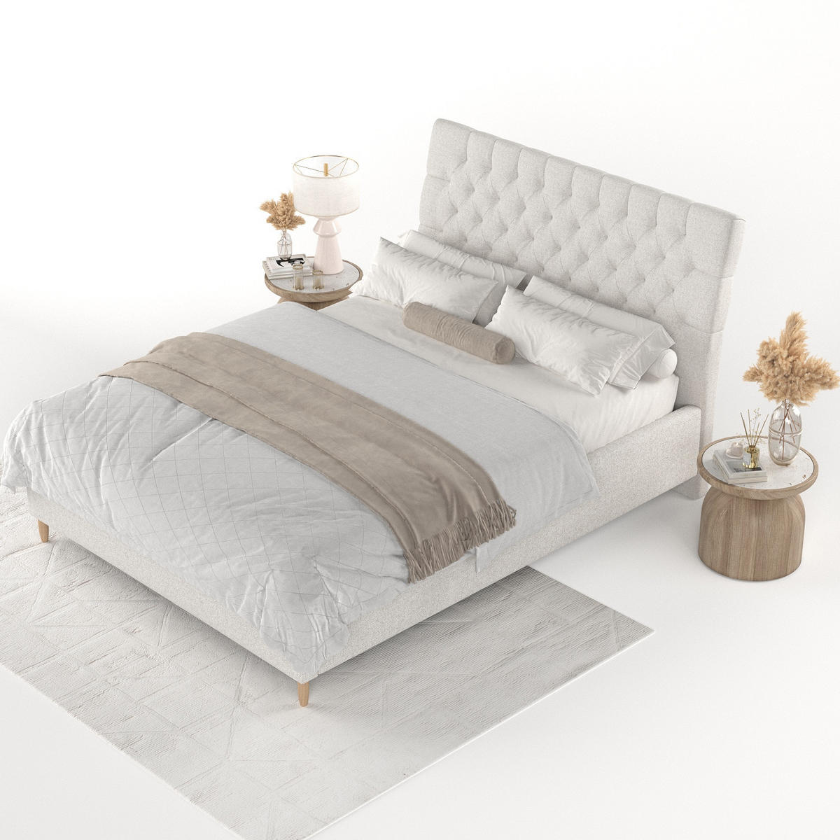 POLSTERBETT Lira 120/200 cm Hellbeige im Riva Stoff - Beige/Naturfarben, Holz/Holzwerkstoff (120/200cm) - AltaBeds