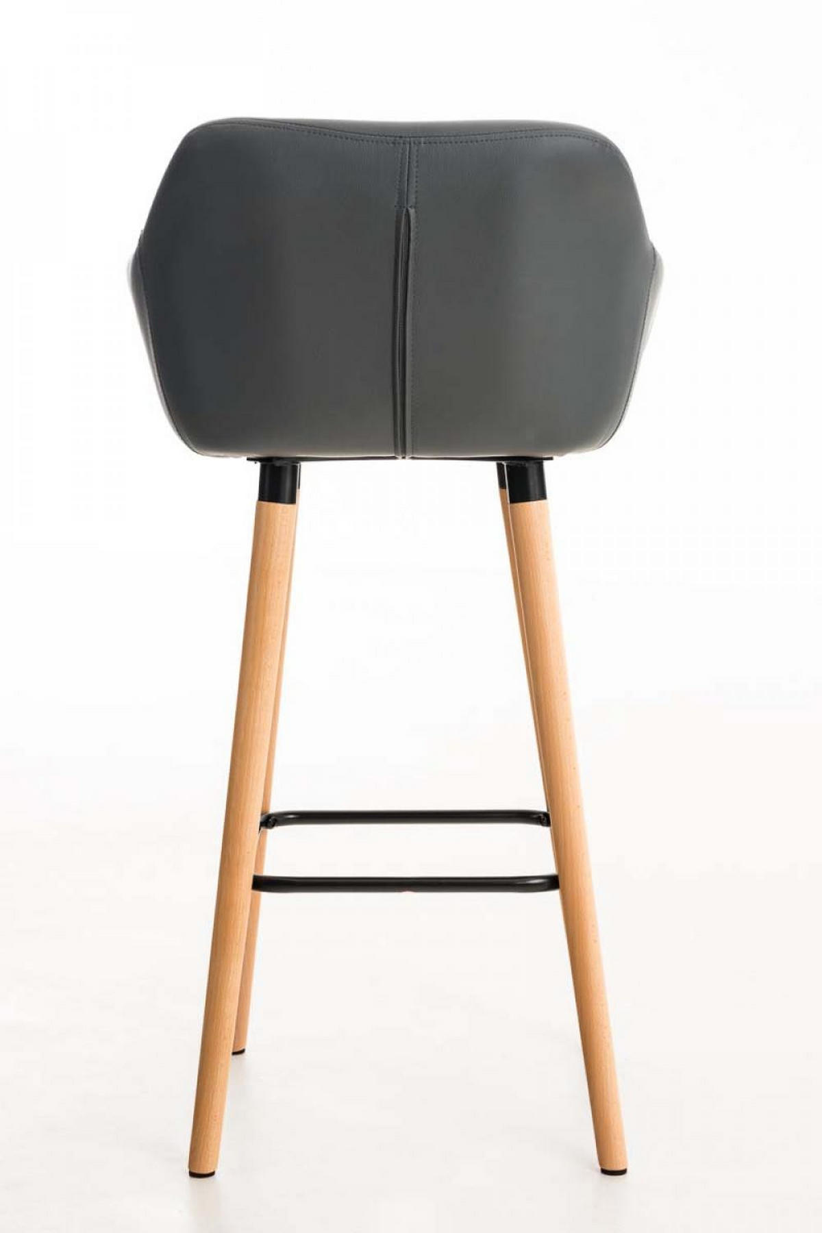 BARHOCKER Lederlook grau - Eukalyptusholzfarben/Grau, Holz/Textil (55/99/46cm) - CLP