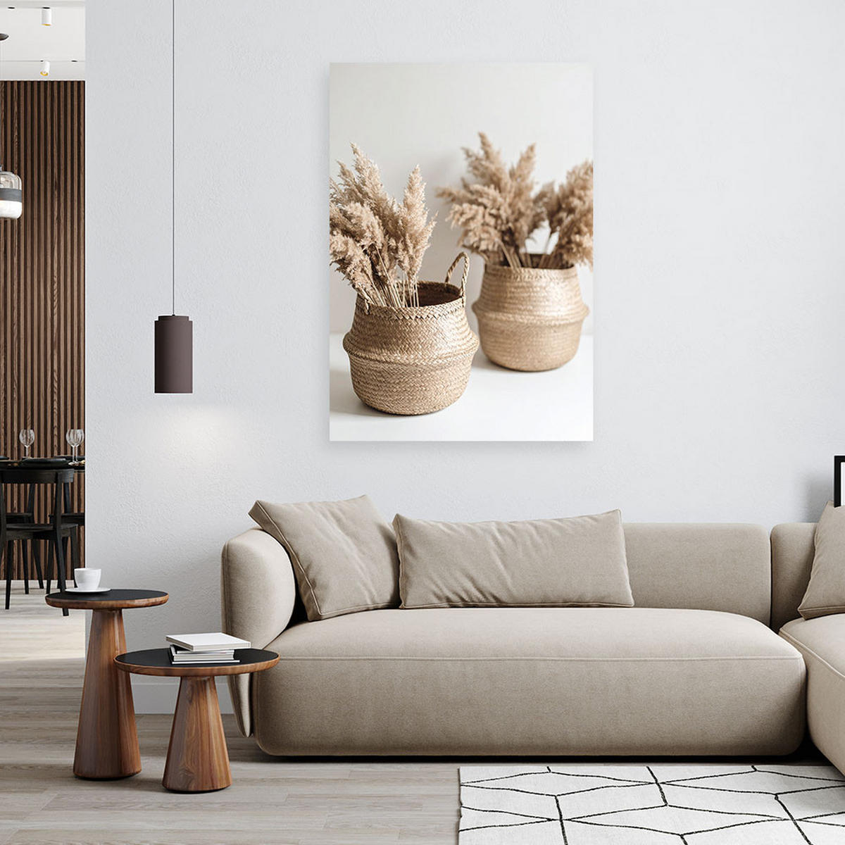 LEINWANDBILD Trockene Pflanzen in einer Vase Boho 40x60cm - Beige, Textil (40/60cm) - Feeby