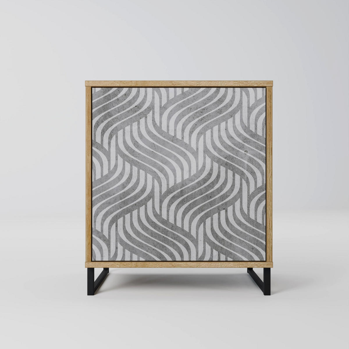 SIDEBOARD CONCRETE MOVEMENT, Eichefarben, 57,5x42x57,5 cm, Ohne Füße - Eichefarben/Multicolor, Holzwerkstoff (57.5/57.5/42cm) - SpaceRebels