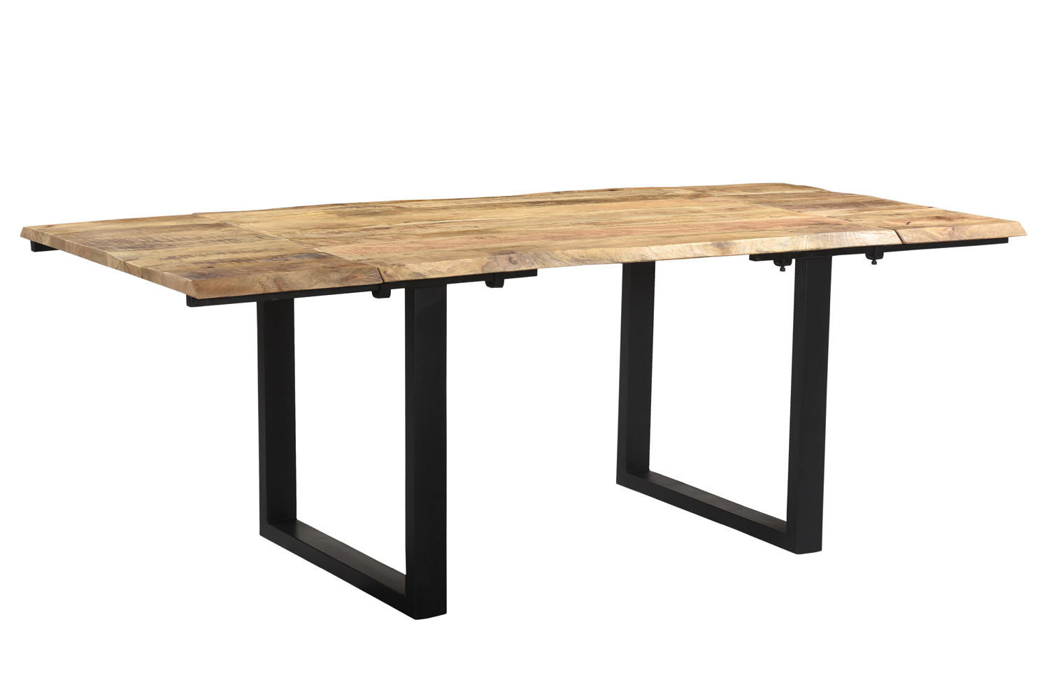 ESSTISCH LORE Holz Akazie - Schwarz/Naturfarben, Holz/Metall (140/90/77cm) - KAWOLA